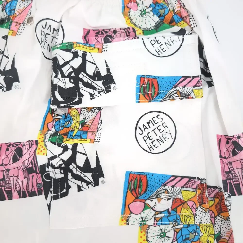 Swiminista x JPH Art Toss Print Swim Trunks Mid-Length Board Shorts Size M NWT​
